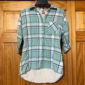 No Boundaries Blue Sherpa lined flannel NWT